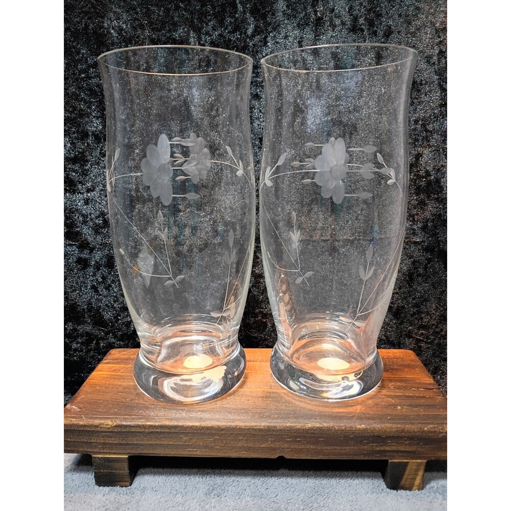 Princess House Heritage Crystal Cooler Glasses Set 2 20oz 7¼" Original Labels - Picture 6 of 8